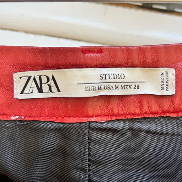 Zara Studio Red Leather Skirt, Size M - Picture 6 of 7